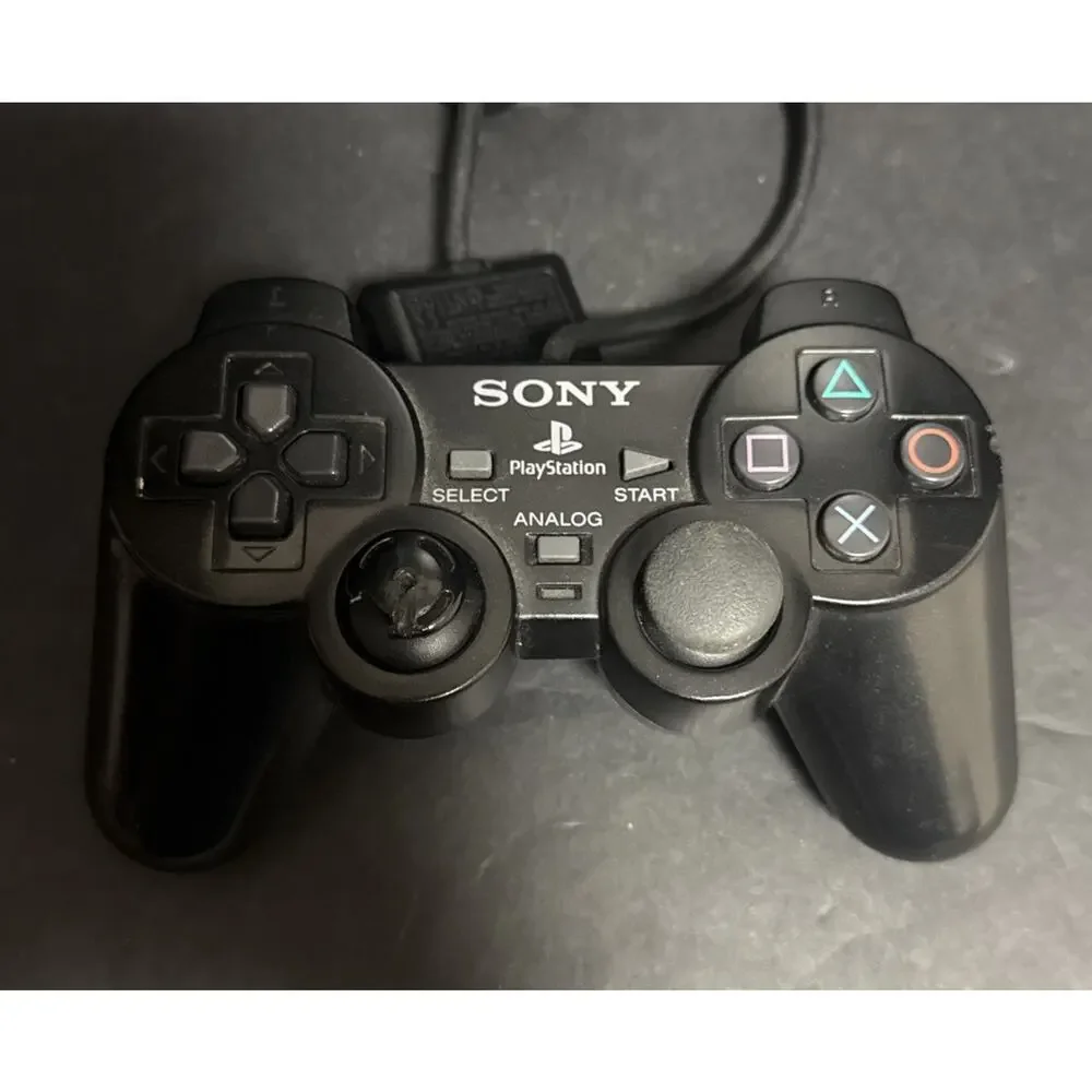 Sony PS2 BLACK Wired Controller OEM DualShock 2 PlayStation 2 SCPH-10010 Tested